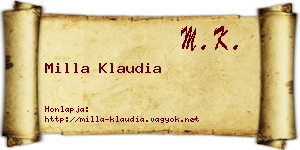 Milla Klaudia névjegykártya